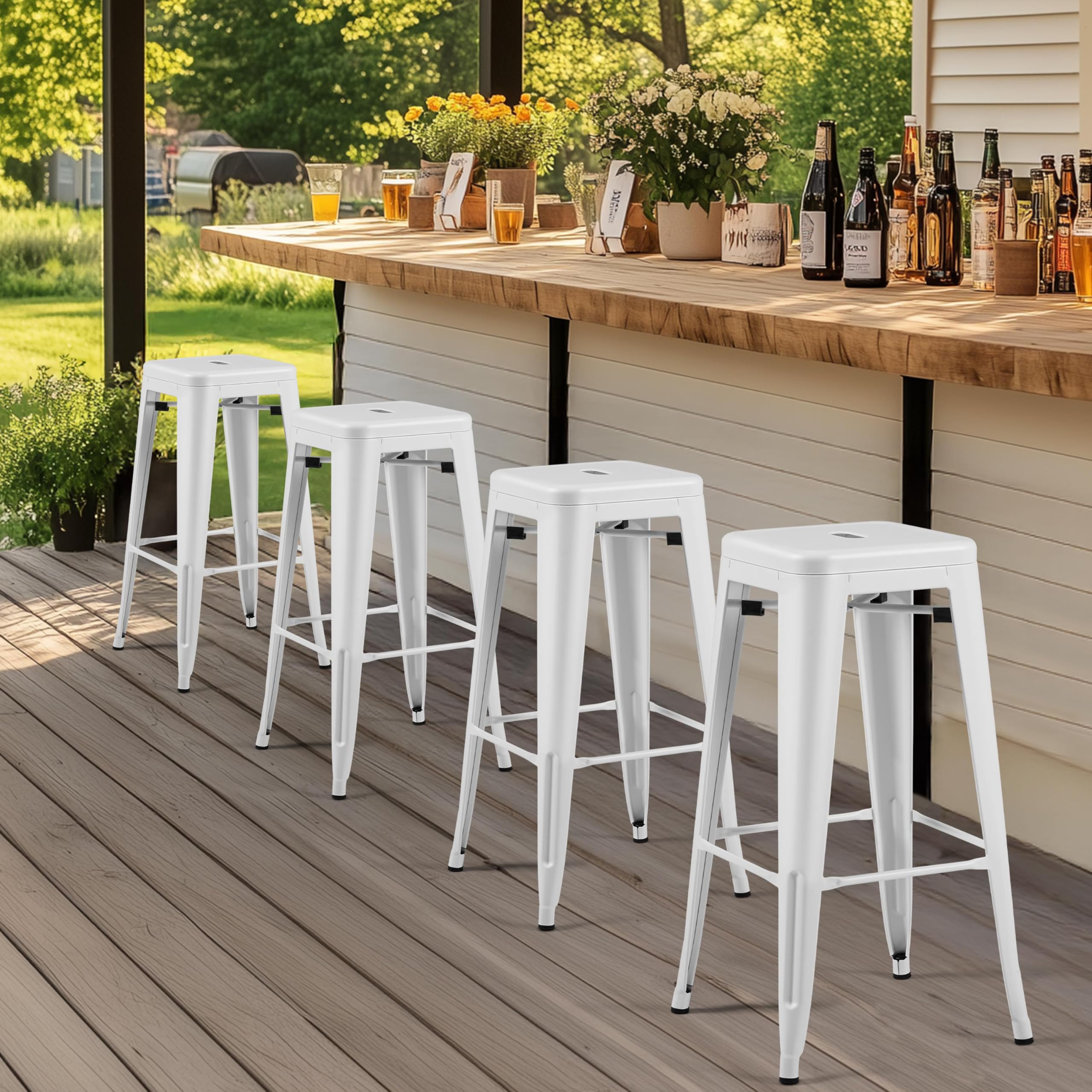Amazon.com: Yaheetech 30 Inch Metal Bar Stools Set of 4, Bar